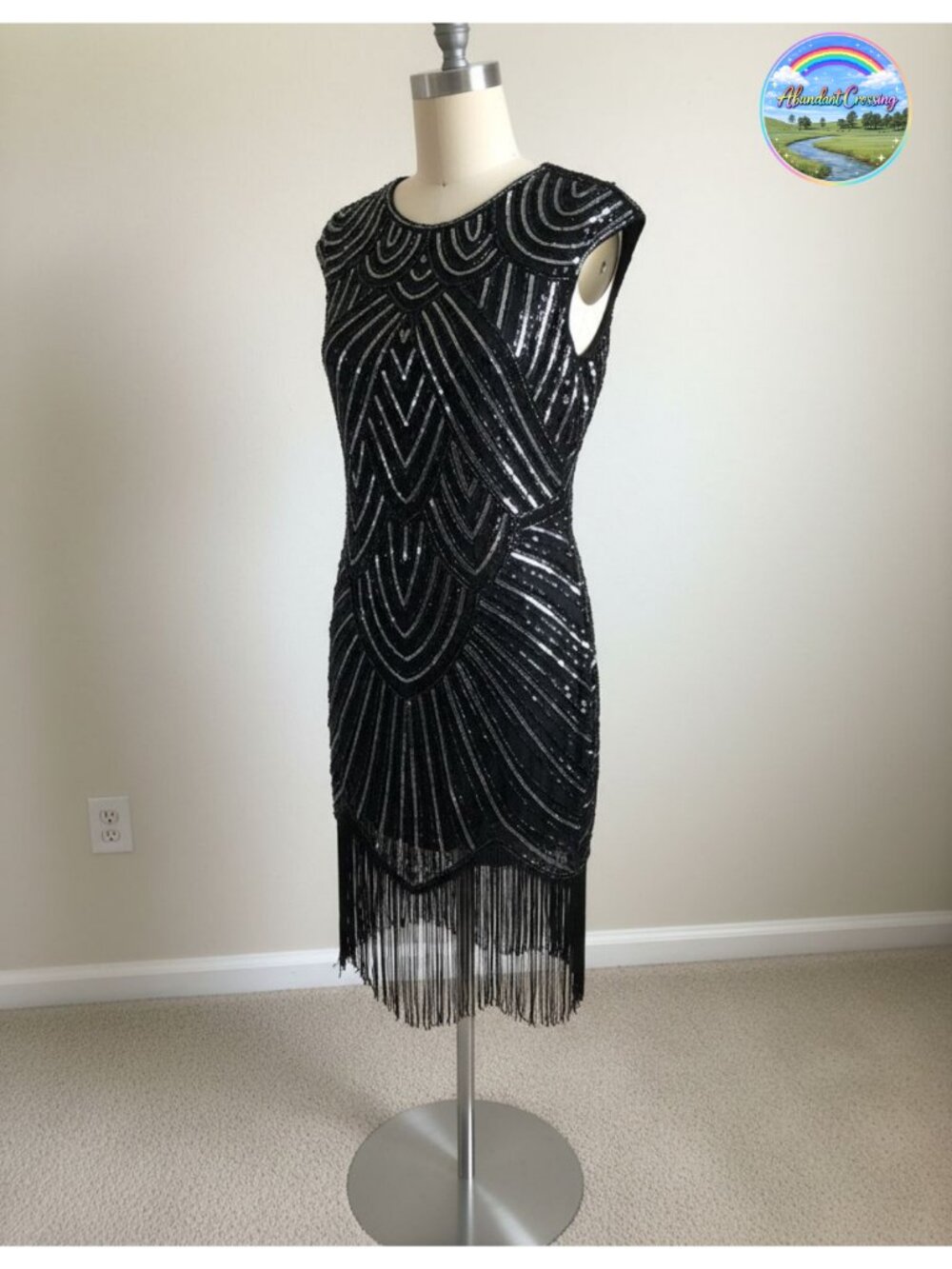 1920s Flapper Sequined Beaded Fringed Gatsby Dress